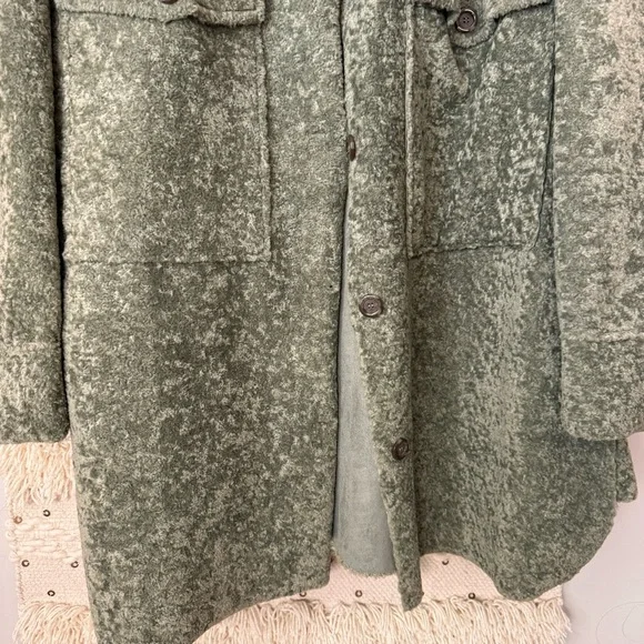 ASOS Design Curve Teddy Trench Coat Green Plus Size 24 - Picture 2 of 8